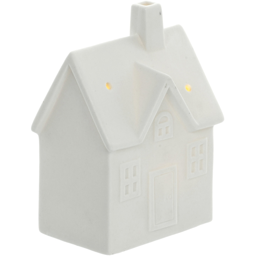 LED Porcelánová dekorace LED/3xLR44/teplá bílá domek bílá