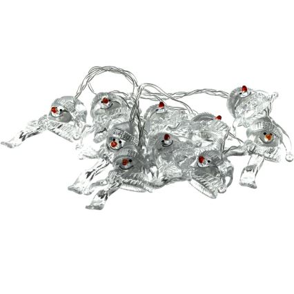 LED  řetěz 10xLED/2xAA/teplá bílá 1,65m sněhuláci