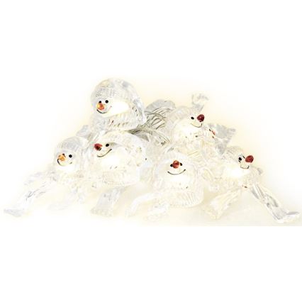 LED  řetěz 10xLED/2xAA/teplá bílá 1,65m sněhuláci