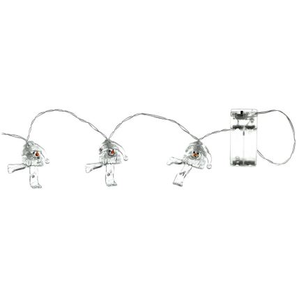 LED  řetěz 10xLED/2xAA/teplá bílá 1,65m sněhuláci