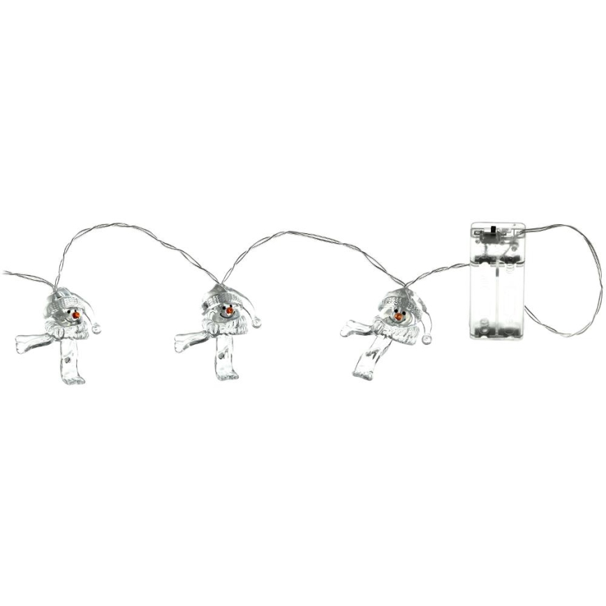 LED  řetěz 10xLED/2xAA/teplá bílá 1,65m sněhuláci