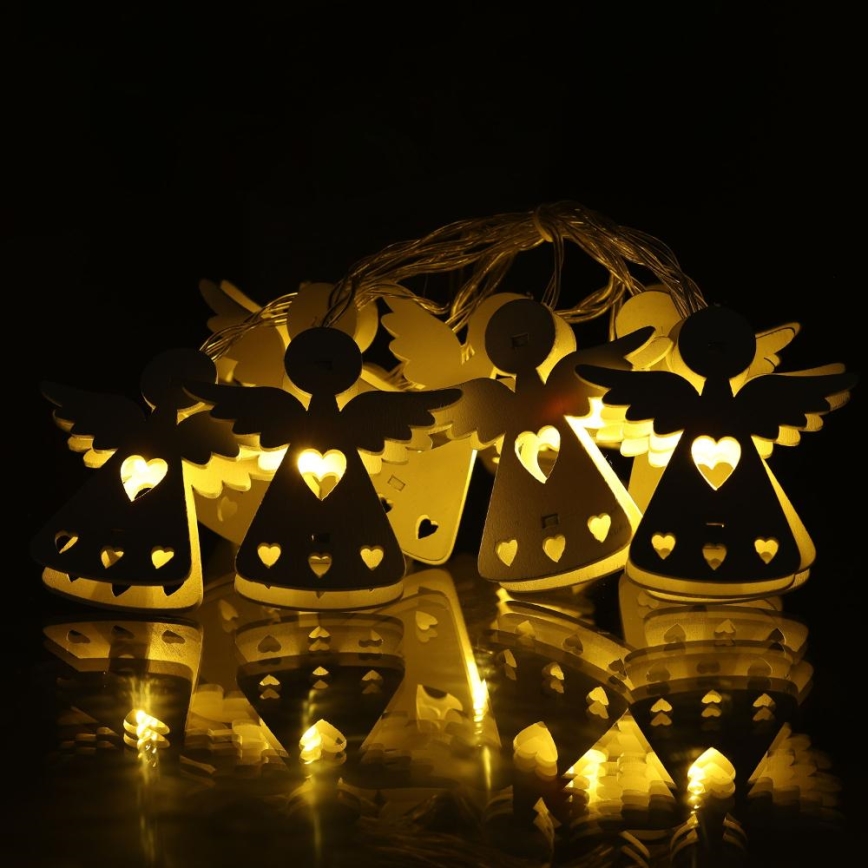 LED  řetěz 10xLED/2xAA/teplá bílá 2m andělé