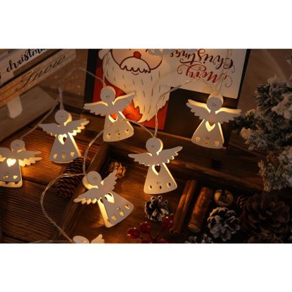 LED  řetěz 10xLED/2xAA/teplá bílá 2m andělé