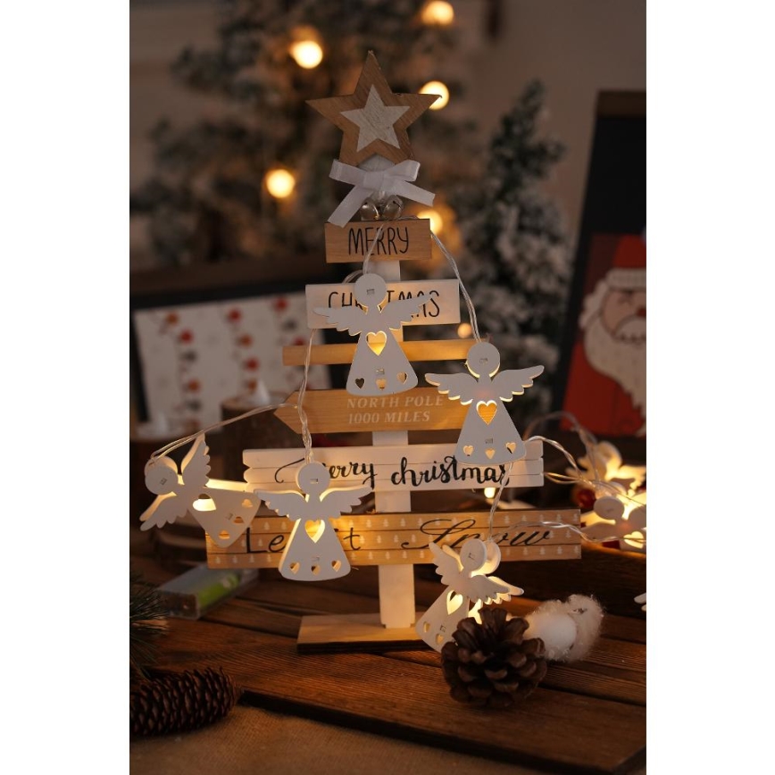 LED  řetěz 10xLED/2xAA/teplá bílá 2m andělé