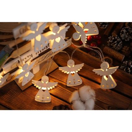 LED  řetěz 10xLED/2xAA/teplá bílá 2m andělé