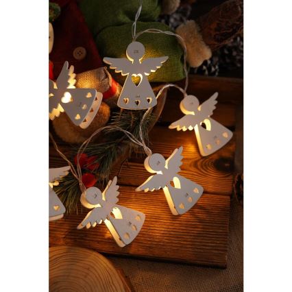 LED  řetěz 10xLED/2xAA/teplá bílá 2m andělé