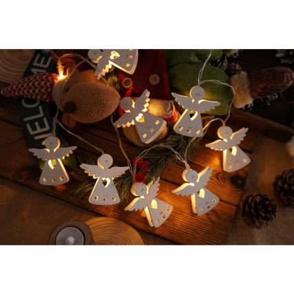 LED  řetěz 10xLED/2xAA/teplá bílá 2m andělé