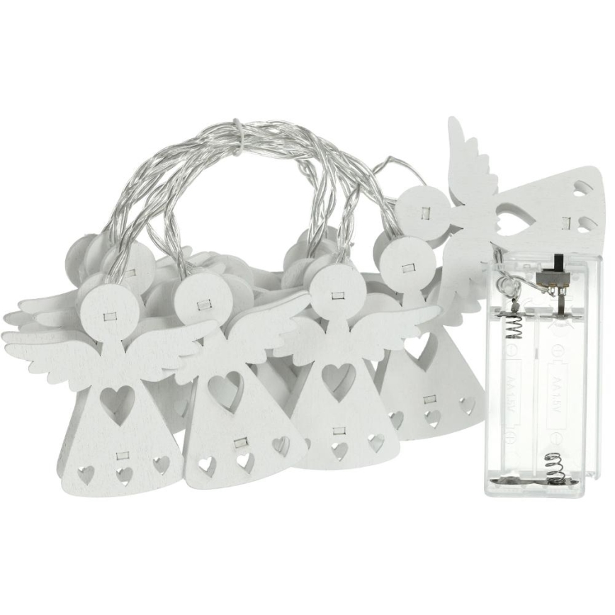 LED  řetěz 10xLED/2xAA/teplá bílá 2m andělé