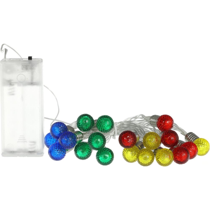 LED  řetěz 20xLED/2xAA/teplá bílá 1,8m žárovky