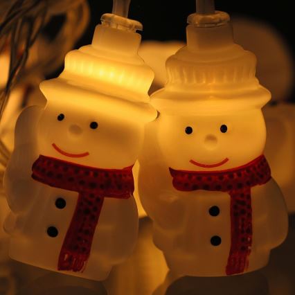 LED  řetěz 20xLED/3xAA/teplá bílá 3,3m sněhuláci