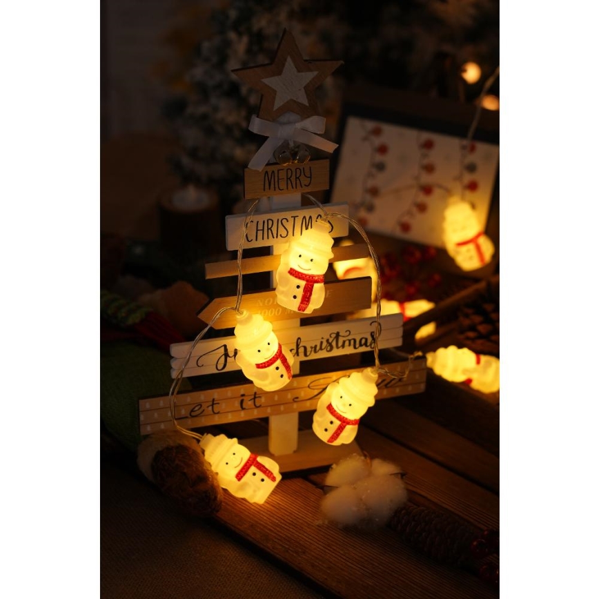 LED  řetěz 20xLED/3xAA/teplá bílá 3,3m sněhuláci