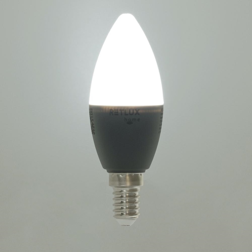 LED RGBW Stmívatelná žárovka C37 E14/4,5W/230V 2700-6500K Wi-Fi Tuya