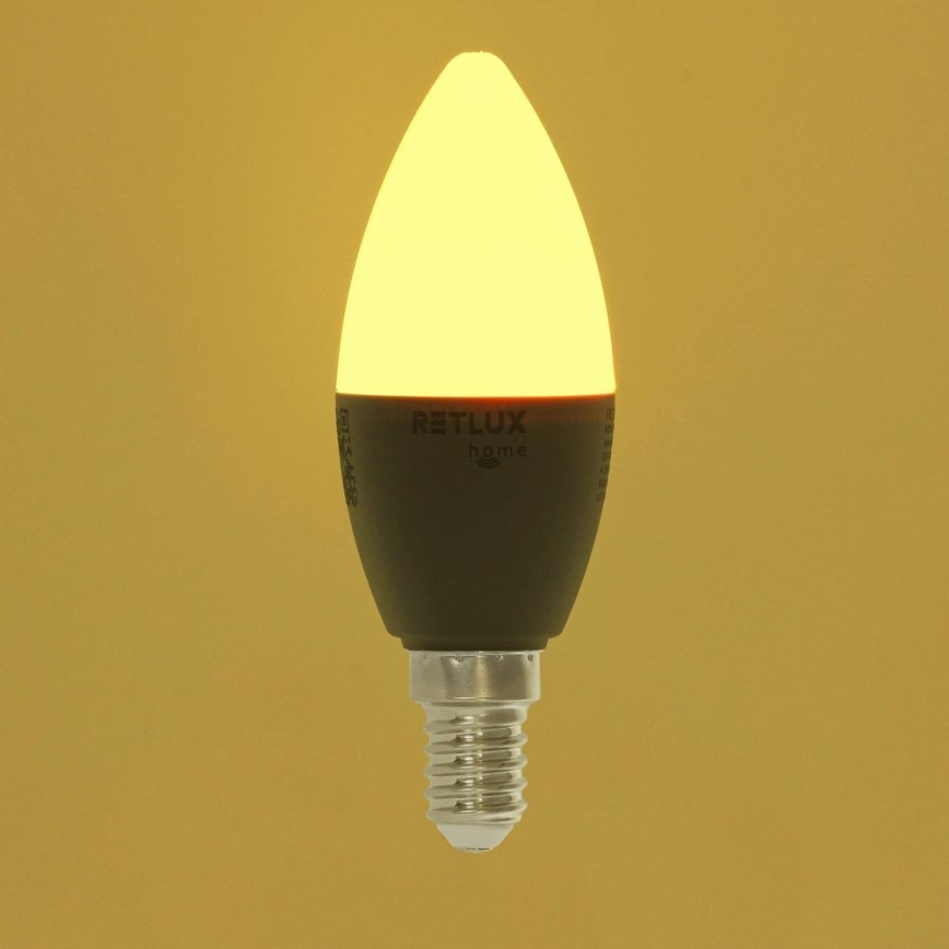 LED RGBW Stmívatelná žárovka C37 E14/4,5W/230V 2700-6500K Wi-Fi Tuya