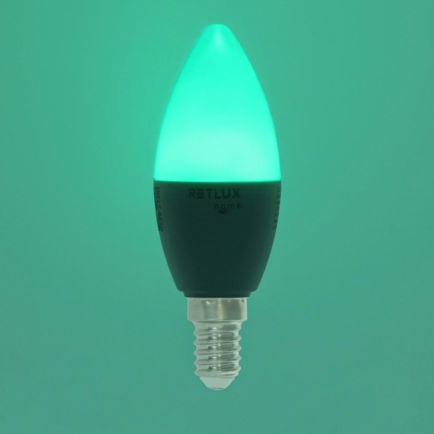 LED RGBW Stmívatelná žárovka C37 E14/4,5W/230V 2700-6500K Wi-Fi Tuya