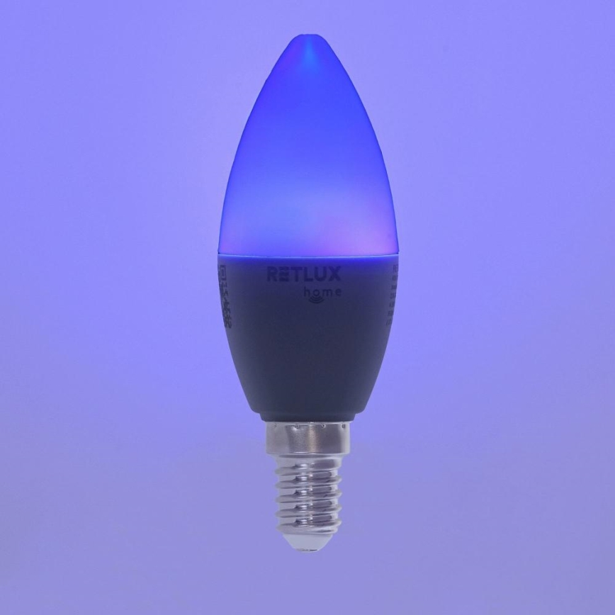 LED RGBW Stmívatelná žárovka C37 E14/4,5W/230V 2700-6500K Wi-Fi Tuya