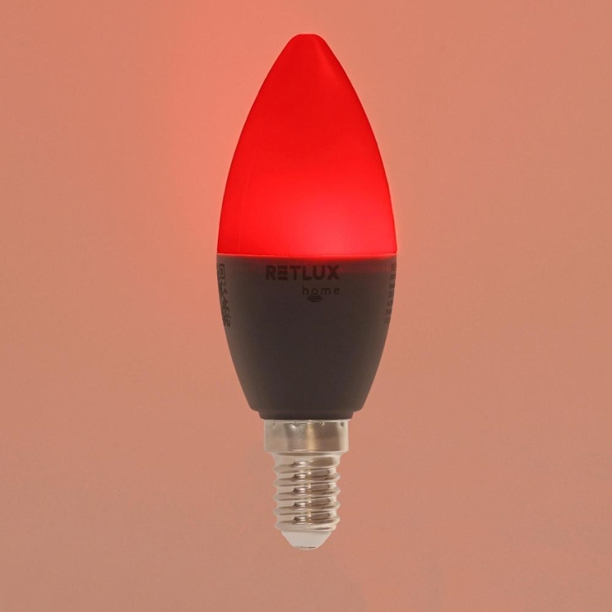 LED RGBW Stmívatelná žárovka C37 E14/4,5W/230V 2700-6500K Wi-Fi Tuya
