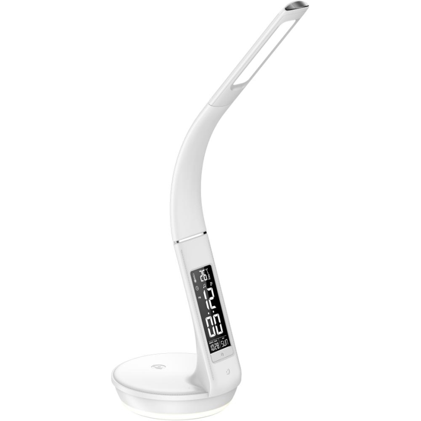 LED Stmívatelná stolní lampa s bezdrátovým nabíjením Qi 5W a displejem LED/6W/230V/1xCR2032 3000/4000/6000K bílá