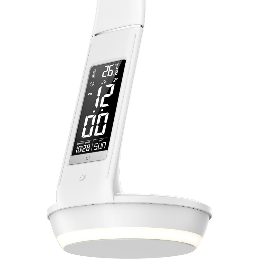 LED Stmívatelná stolní lampa s bezdrátovým nabíjením Qi 5W a displejem LED/6W/230V/1xCR2032 3000/4000/6000K bílá