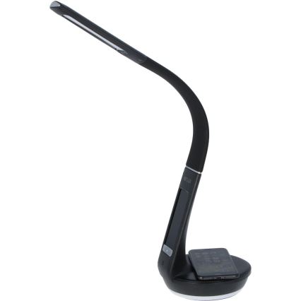 LED Stmívatelná stolní lampa s bezdrátovým nabíjením Qi 5W a displejem LED/6W/230V/1xCR2032 3000/4000/6000K černá