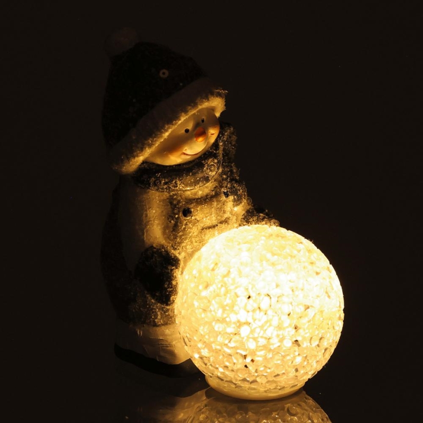 LED Vánoční dekorace LED/2xLR44/teplá bílá sněhulák s koulí
