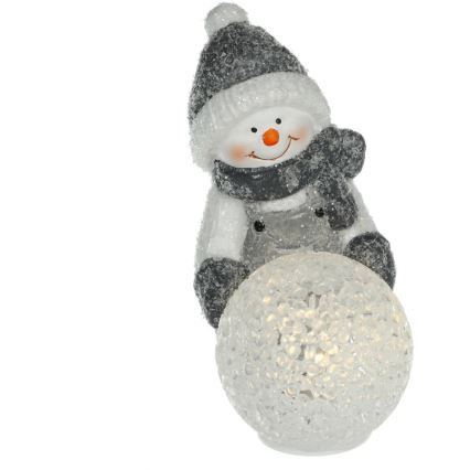 LED Vánoční dekorace LED/2xLR44/teplá bílá sněhulák s koulí
