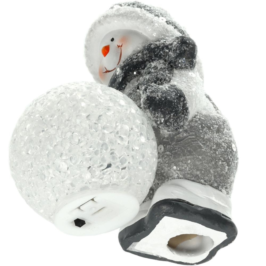 LED Vánoční dekorace LED/2xLR44/teplá bílá sněhulák s koulí