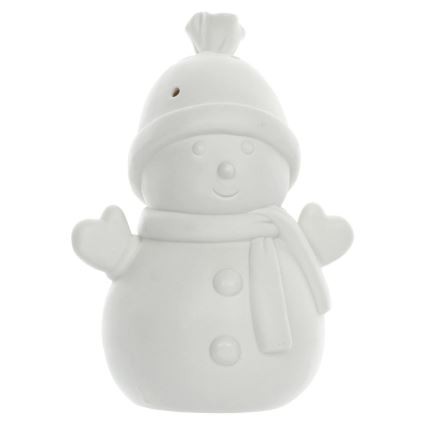 LED Vánoční porcelánová dekorace LED/3xLR44 sněhulák