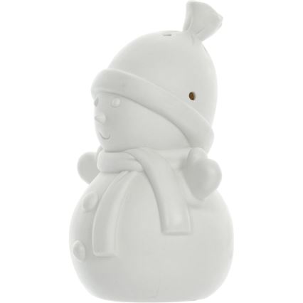 LED Vánoční porcelánová dekorace LED/3xLR44 sněhulák
