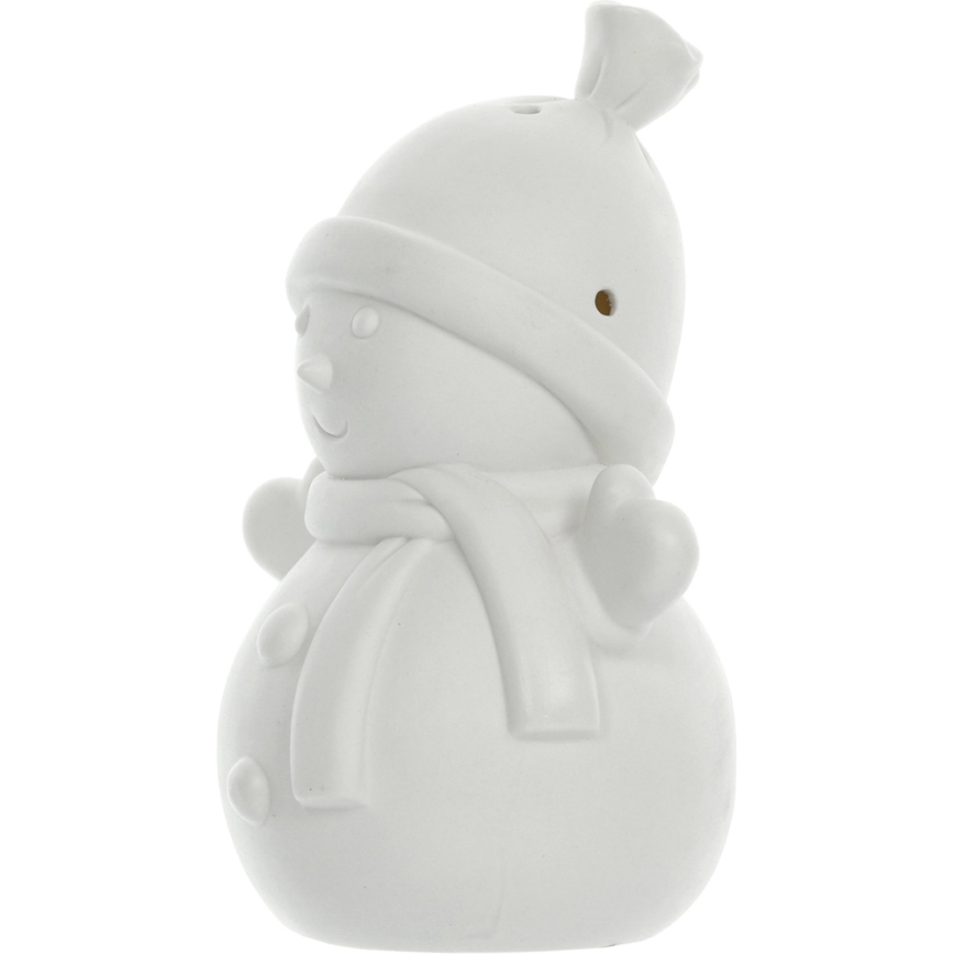 LED Vánoční porcelánová dekorace LED/3xLR44 sněhulák