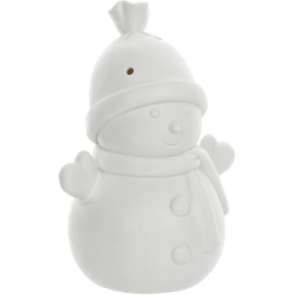 LED Vánoční porcelánová dekorace LED/3xLR44 sněhulák