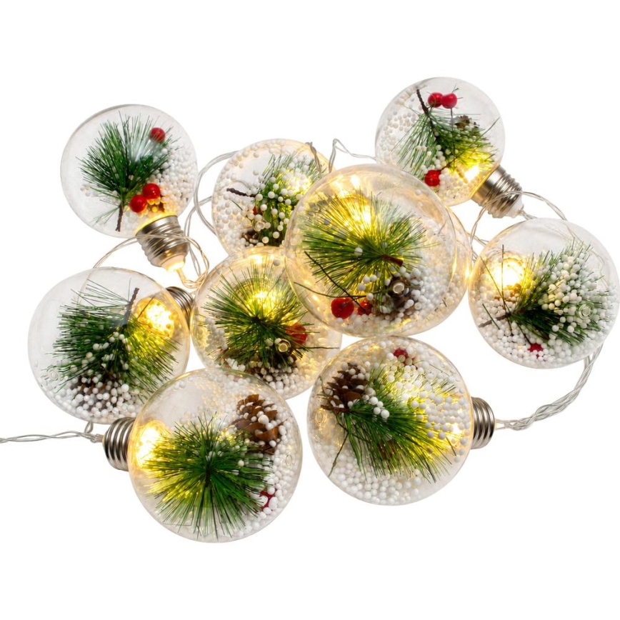 LED Vánoční řetěz 10xLED/3xAAA/teplá bílá 2,1m koule