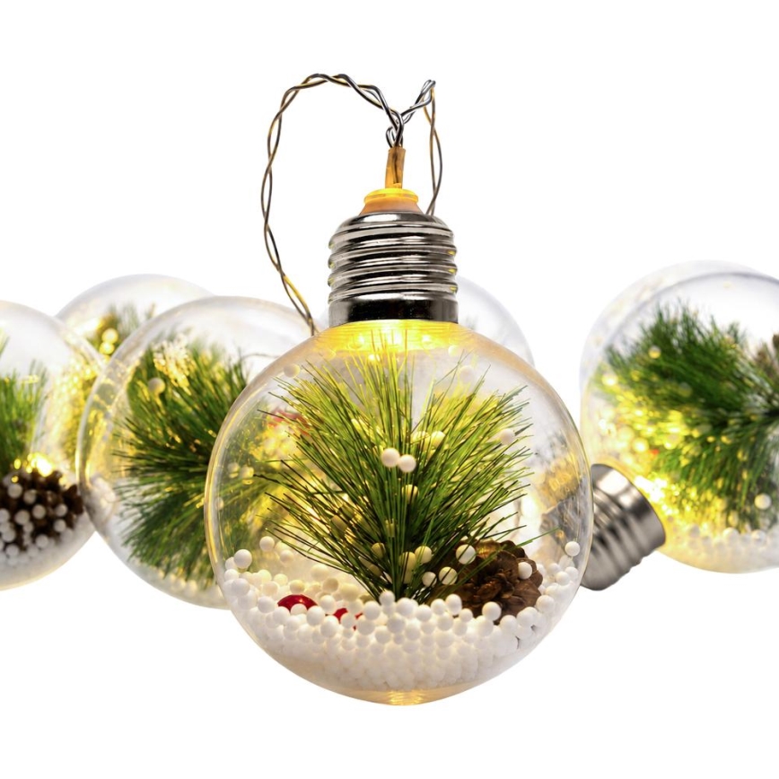 LED Vánoční řetěz 10xLED/3xAAA/teplá bílá 2,1m koule