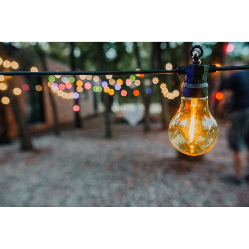 LED Venkovní dekorační řetěz 10xA60 7,5m IP44 multicolor