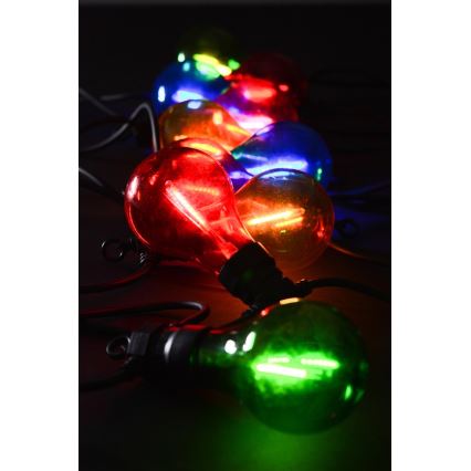 LED Venkovní dekorační řetěz 10xA60 7,5m IP44 multicolor