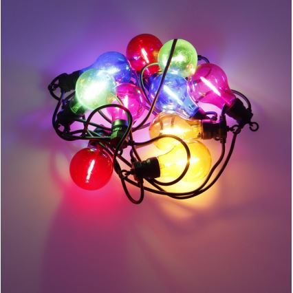 LED Venkovní dekorační řetěz 10xA60 7,5m IP44 multicolor
