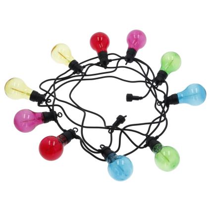 LED Venkovní dekorační řetěz 10xA60 7,5m IP44 multicolor