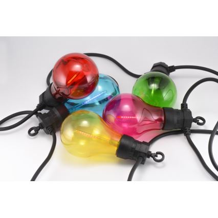 LED Venkovní dekorační řetěz 10xA60 7,5m IP44 multicolor