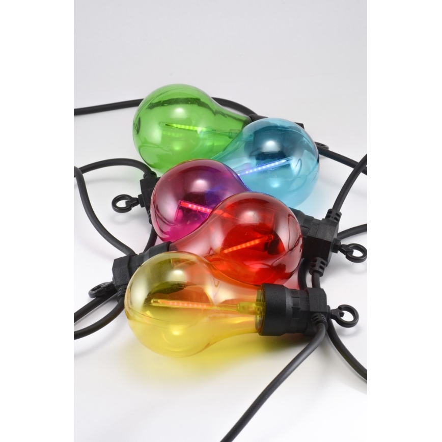 LED Venkovní dekorační řetěz 10xA60 7,5m IP44 multicolor