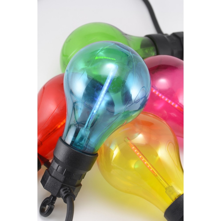 LED Venkovní dekorační řetěz 10xA60 7,5m IP44 multicolor