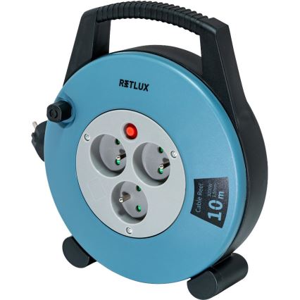Retlux - Prodlužovací kabel na bubnu 3Z Typ E 10m modrá/černá