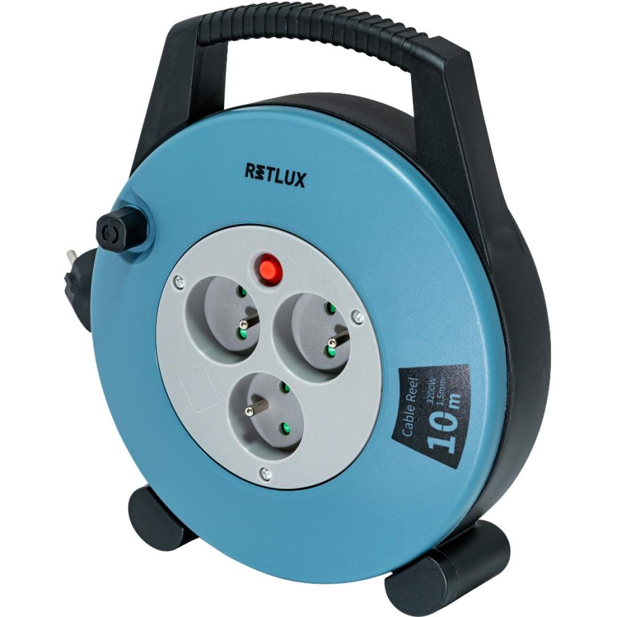 Retlux - Prodlužovací kabel na bubnu 3Z Typ E 10m modrá/černá