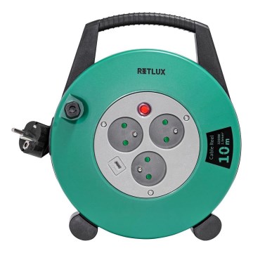 Retlux - Prodlužovací kabel na bubnu 3Z Typ E 10m zelená/černá