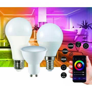 RGB LED Stmívatelná žárovka G45 GU10/5,5W/230V 3000-6500K Wi-Fi Tuya