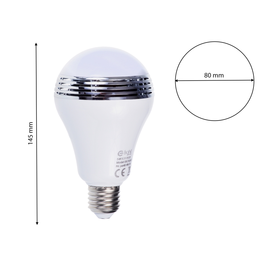 RGB LED žárovka s bluetooth reproduktorem E27/8W/230V 2700K