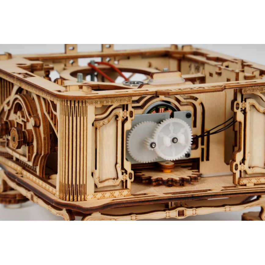 RoboTime - 3D dřevěné mechanické puzzle Gramofon (ruční pohon)