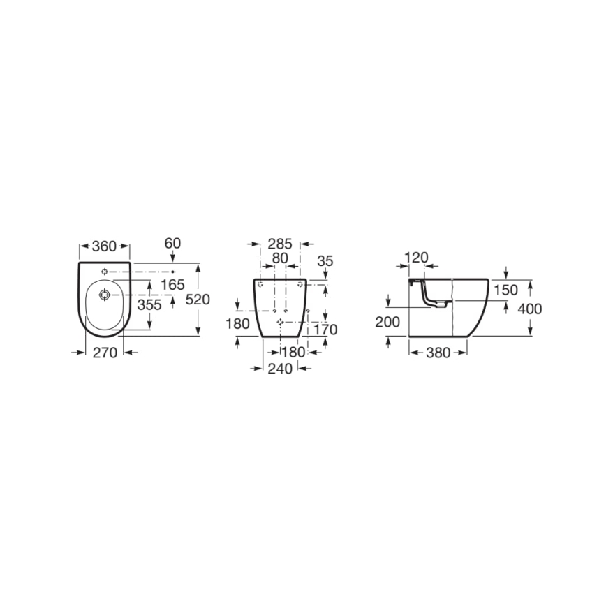 Roca A357247000 - Stojící bidet MERIDIAN keramika/bílá