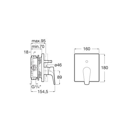 Roca A5A0B90C00 - Sprchová baterie pro podomítkovou instalaci ATLAS lesklý chrom