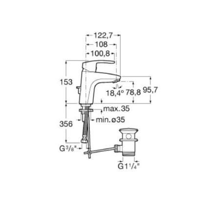 Roca A5A3098C00 - Umyvadlová baterie + výpusť MONODIN 15,3 cm lesklý chrom