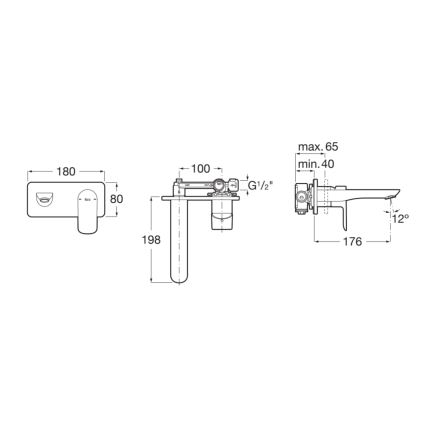 Roca A5A356EC00 - Vanová baterie pro podomítkovou instalaci CALA lesklý chrom