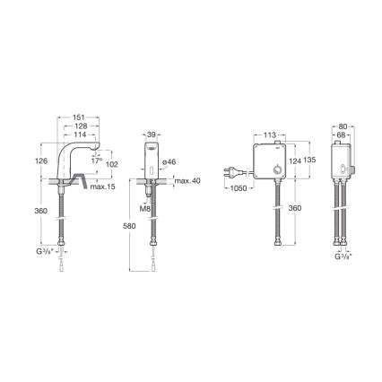 Roca A5A5609C00 - Bezdotyková umyvadlová baterie L20 4xAA lesklý chrom